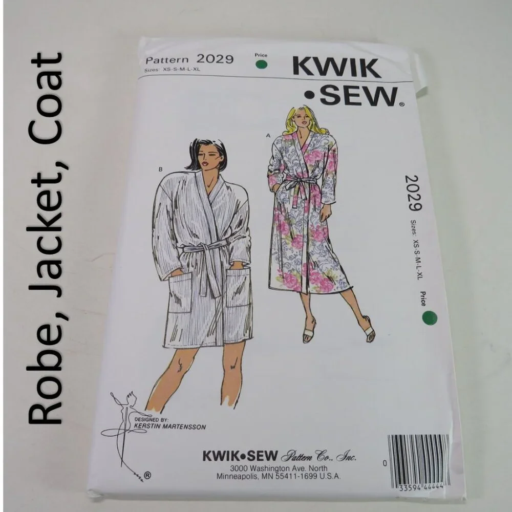 Kwik Sew 2029 sewing pattern EASY Robe, Cover Up, Jacket, Coat UNCUT